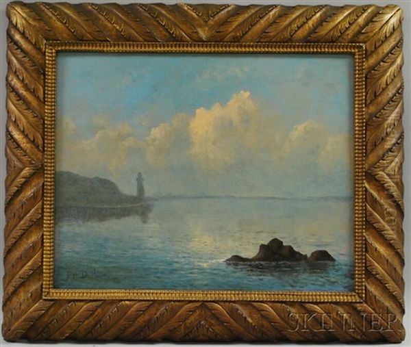 Coastal View With Distant Lighthouse Oil Painting by Mauritz Frederick Hendrick de Haas