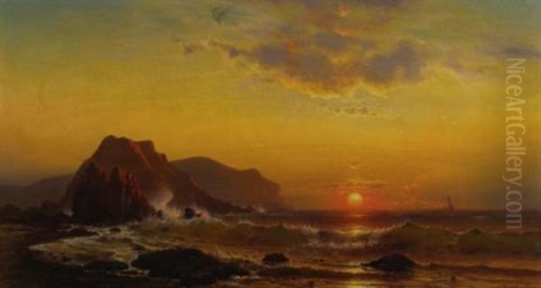 Sunset Over The Waves Oil Painting by Mauritz Frederick Hendrick de Haas