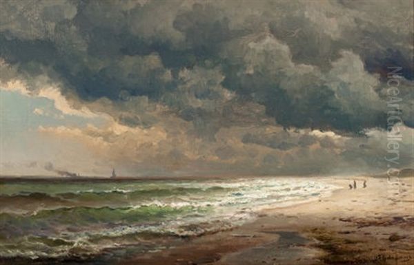 Long Island Beach Oil Painting by Mauritz Frederick Hendrick de Haas