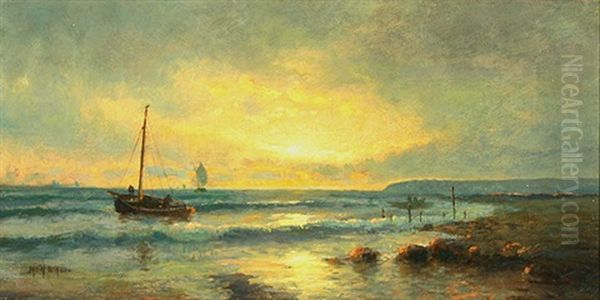 Sunset Oil Painting by Mauritz Frederick Hendrick de Haas