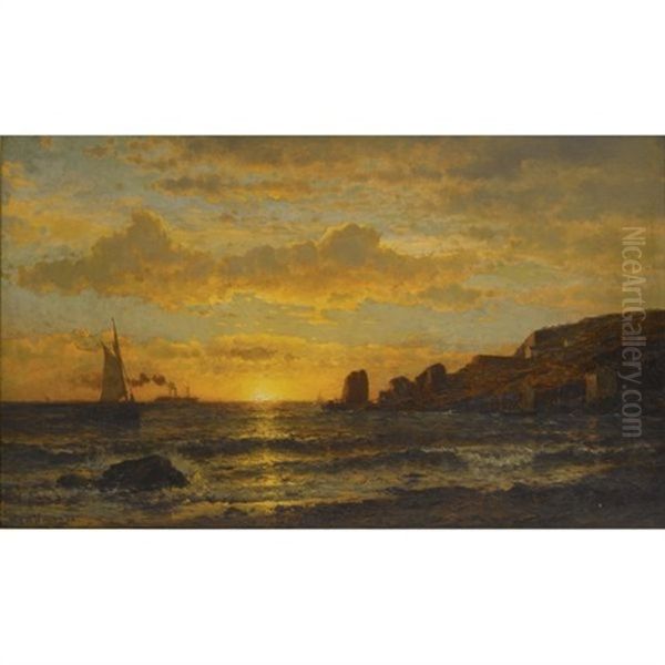 Sunset Along The Coast Oil Painting by Mauritz Frederick Hendrick de Haas