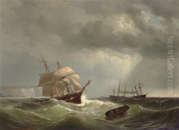 Merchant Shipping Off Dover Oil Painting by Mauritz Frederick Hendrick de Haas