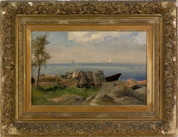 New England Coastal Scene Oil Painting by Mauritz Frederick Hendrick de Haas