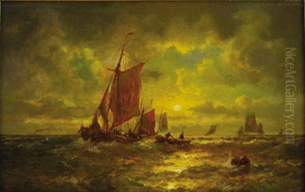 Sunset Marine Oil Painting by Mauritz Frederick Hendrick de Haas