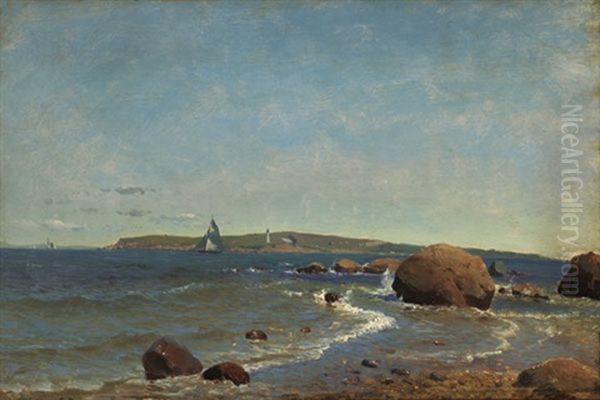 A View Of The Lighthouse Oil Painting by Mauritz Frederick Hendrick de Haas