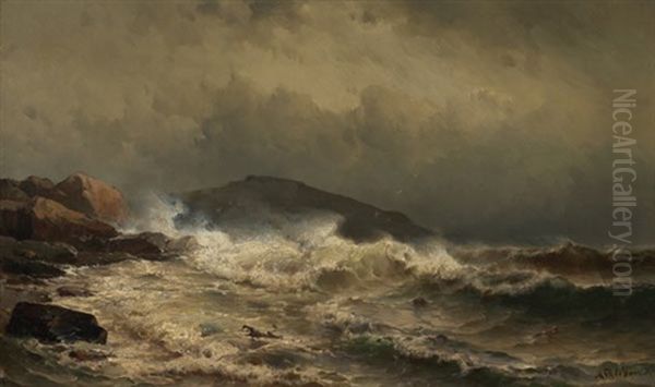 Rocky Coast, New England Oil Painting by Mauritz Frederick Hendrick de Haas