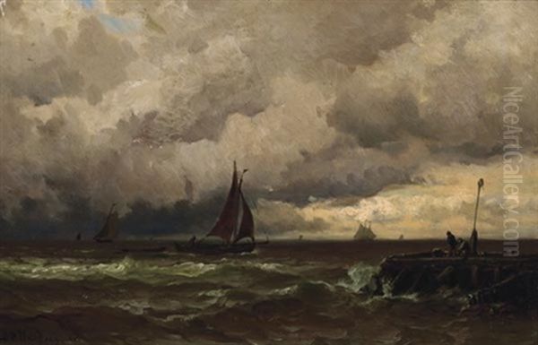 Showery Day - Coast Of Holland Oil Painting by Mauritz Frederick Hendrick de Haas