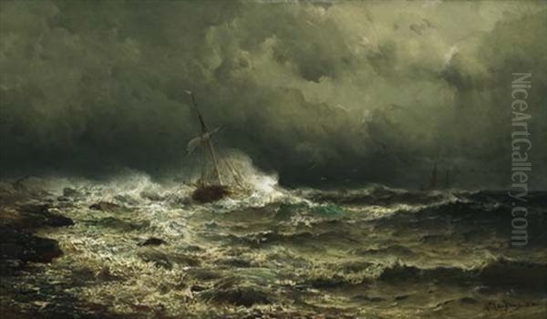 Sailing Through The Storm Oil Painting by Mauritz Frederick Hendrick de Haas