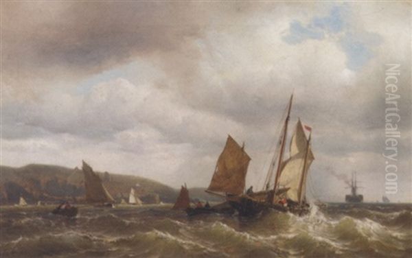 Sailing Vessels Offshore Oil Painting by Mauritz Frederick Hendrick de Haas