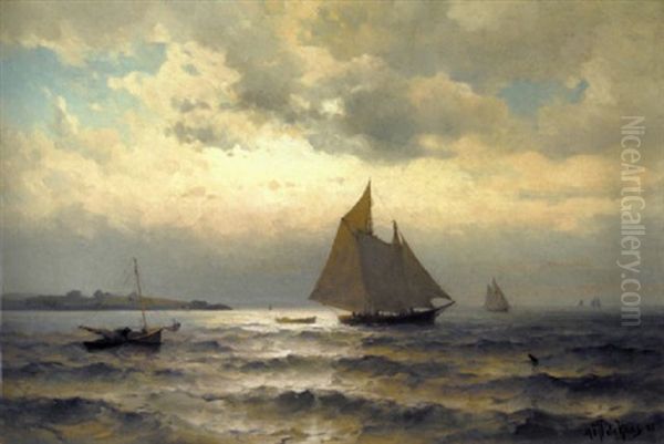 Schooner Off The Coast Oil Painting by Mauritz Frederick Hendrick de Haas