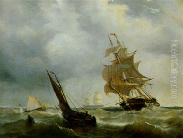 Packet Ship And Pilot Boat Oil Painting by Mauritz Frederick Hendrick de Haas