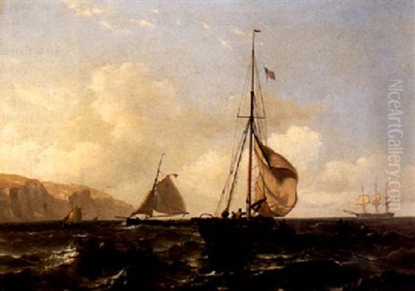 Shipping Near The Coast Oil Painting by Mauritz Frederick Hendrick de Haas