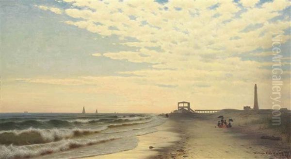 Along The Shore, Fire Island, New York Oil Painting by William Frederick de Haas