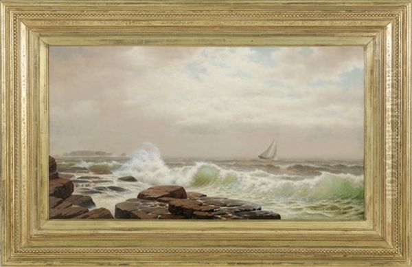 Coastal Scene With Sailboat Oil Painting by William Frederick de Haas