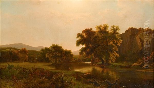 Landscape With River Oil Painting by William Frederick de Haas