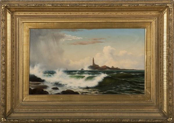 Coming Rain, White Island Light, Isles Of Shoals Oil Painting by William Frederick de Haas