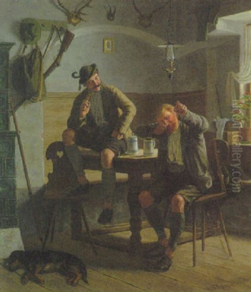 Jagerlatein Oil Painting by Carl Friedrich Moritz Emil von Haase