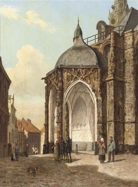 South Portal Of The St. Stephanus Church, Nijmegen Oil Painting by Willem de Haas-Hemken