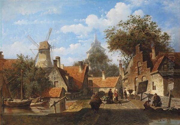 L'entree Du Village Oil Painting by Willem de Haas-Hemken