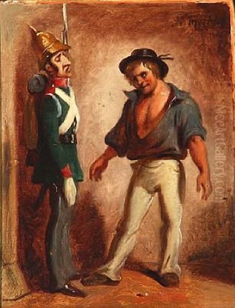 A Soldier And A Sailor Oil Painting by Nicolai Francois Habbe