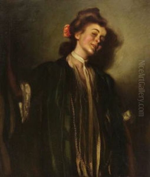 Bildnis Einer Jungen Dame Oil Painting by Hugo von Habermann the Elder