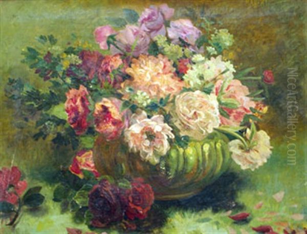 Nature Morte Aux Fleurs Oil Painting by Alfred-Louis Habert