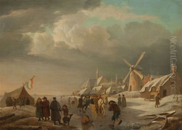 Winter Scene Oil Painting by Johannes Cornelis Haccou