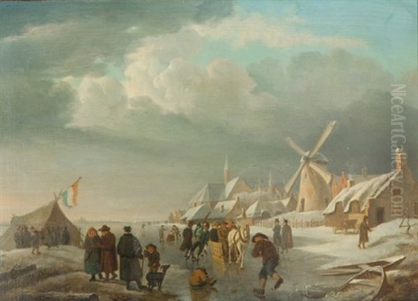 Winter Landscape Oil Painting by Johannes Cornelis Haccou