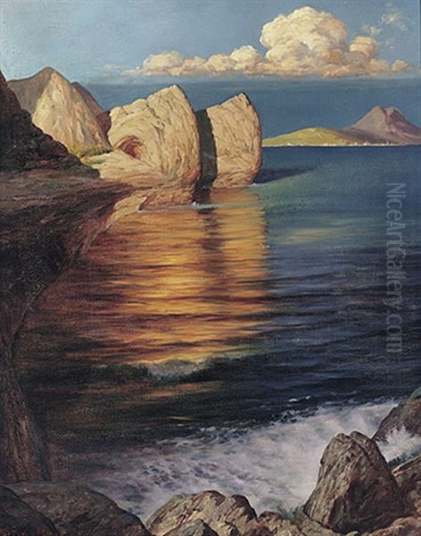 Prachtvoll Besonntes Uferstuck Auf Capri Mit Weitem Blick Uber Das Meer by Rudolf Hacke