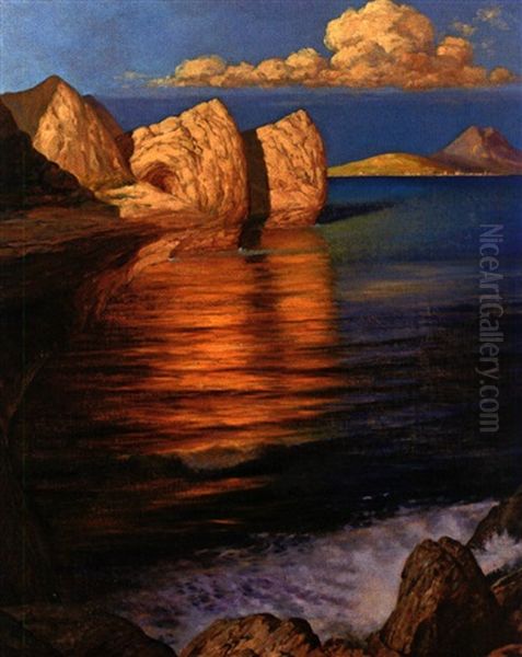 Besonnte Felslandschaft Auf Capri Oil Painting by Rudolf Hacke