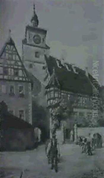 Der Weisse Turn Zu Rothenburg Ob Der Tauber Oil Painting by Adolf Hacker