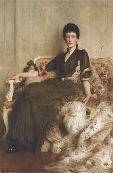 Mrs R.e. Hoare Oil Painting by Arthur Hacker