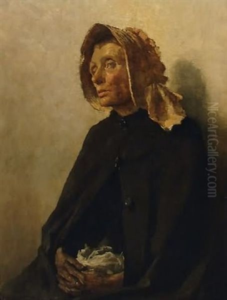 Quaker Woman Seated With Handkerchief Oil Painting by Arthur Hacker