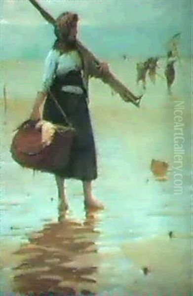 Fisherwoman By The Sea Oil Painting by Arthur Hacker