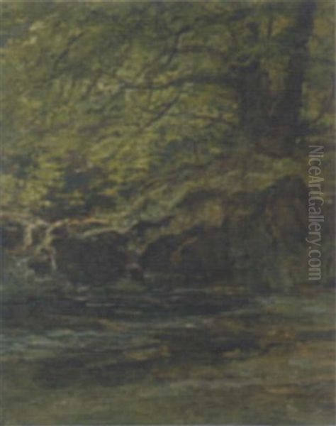 Waldbach Oil Painting by Georg Hacker