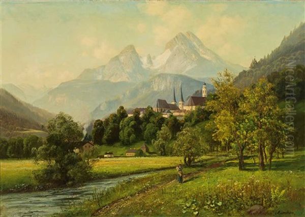 Blick Auf Berchtesgaden Mit Dem Franziskanerkloster 'unsere Liebe Frau Am Anger' Oil Painting by Horst Hacker