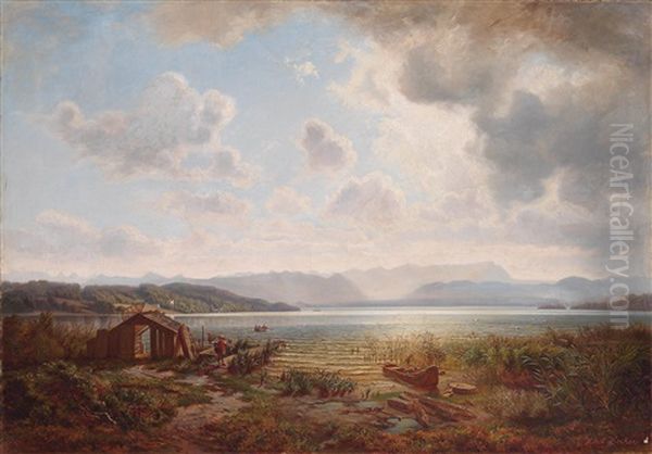 Fishermen On Chiemsee Oil Painting by Horst Hacker