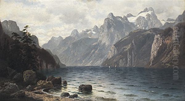 Fjordlandschaft An Einem Fruhlingstag Mit Sonnigem Lichteinfall Oil Painting by Horst Hacker