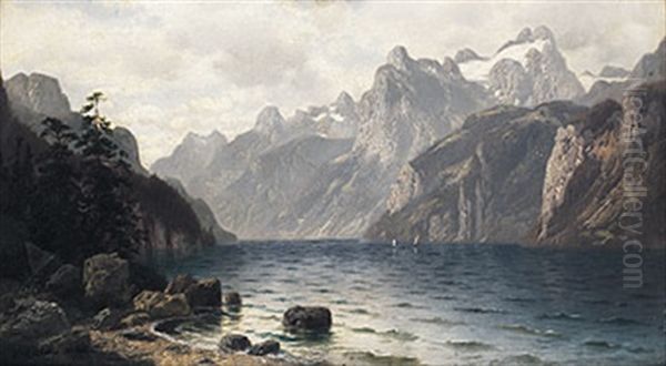 Fjordlandschaft An Einem Fruhlingstag Mit Sonnigem Lichteinfall Oil Painting by Horst Hacker