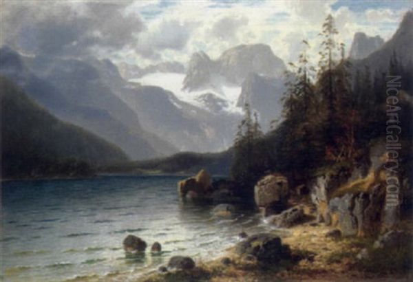 Der Gosausee Mit Blick Auf Den Dachstein Oil Painting by Horst Hacker