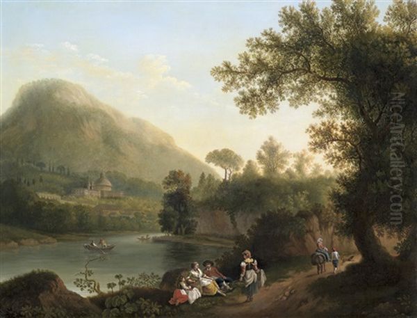 Landschaft Mit Bauernfamilie Oil Painting by Jacob Philipp Hackert