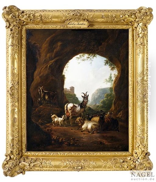 Ziegenherde In Einer Grotte Oil Painting by Jacob Philipp Hackert