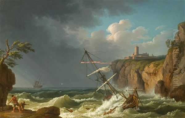 A Shipwreck Oil Painting by Jacob Philipp Hackert