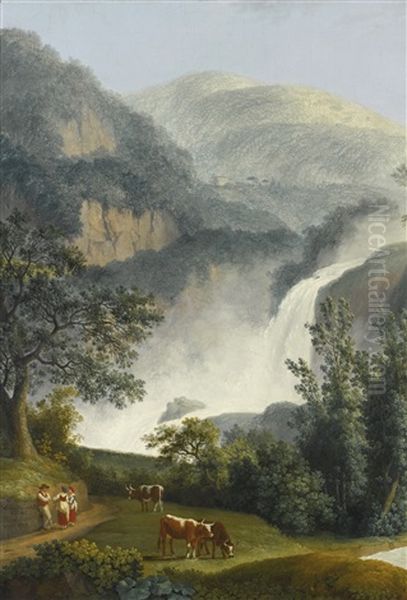 Tivoli, A View Of The Great Cascade Oil Painting by Jacob Philipp Hackert