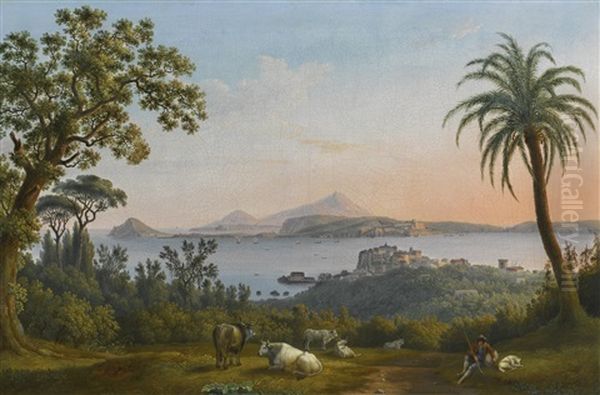 Naples, A View Of The Gulf Of Pozzuoli Oil Painting by Jacob Philipp Hackert