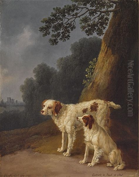 Zwei Hunde In Einer Landschaft Oil Painting by Jacob Philipp Hackert