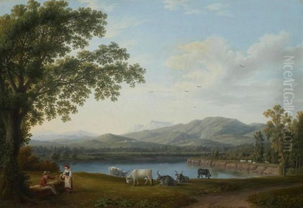 Blick Auf Den Sele Und Das Massiv Der Monti Alburni Oil Painting by Jacob Philipp Hackert