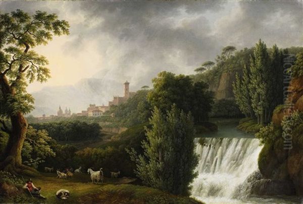 View On Sessa Aurunca Oil Painting by Jacob Philipp Hackert