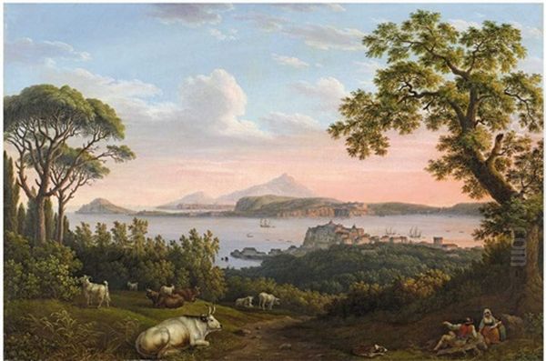 View On The Gulf Of Pozzuoli Oil Painting by Jacob Philipp Hackert