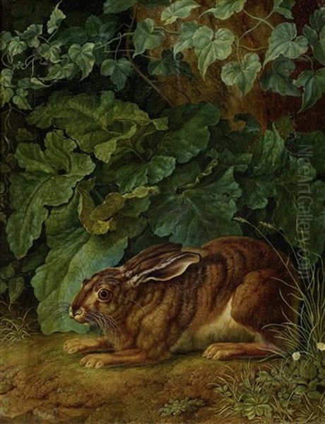 Hase Im Gebusch Oil Painting by Jacob Philipp Hackert